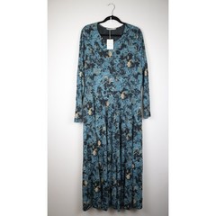 NWT Peruvian Connection Night Bloom Dress XXL Teal Floral Pima Cotton Maxi