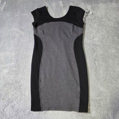 Athleta Womens Medium Sheath Dress Black Grey Colorblock Cap Sleeve 65423