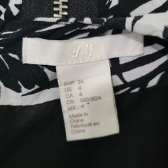 H&M Dress Womens 4 Black Fit Flare Sleeveless Lined Back Zipper Foliage Floral
