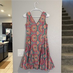 HD in Paris Anthropologie Mandala Print Fit & Flare V-Neck Mini Dress SIZE 2