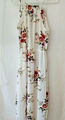 Zaful Maxi Dress Back Tie Close Side Criss Cross Split Floral Print M NEW #12150