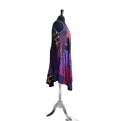 Patchwork Purple Boho Hankerchief Hem Dress Hippie