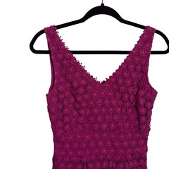 Yoana Baraschi SZ 2 Purple Crochet Floral Fit And Flare Dress Crochet Cocktail