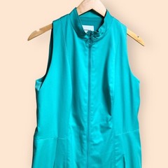 AKRIS Punto Designer Teal Turquoise Blue Sleeveless Zipper MIDI Dress Women’s 10