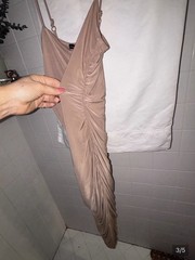 NWT Guess By Marciano Shirred Midi Cocktail Dress Brown Medium