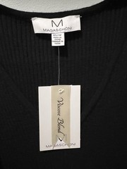Magaschoni Solid Black Long Bodycon Dress XS Ribbed Knit Stretch Sleeveless