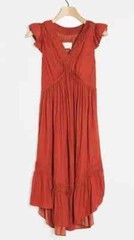 Anthropologie Solene Dress NWT Size 16 Lagenlook Rust Orange