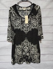 Aryeh Women&rsquo;s Size Medium Silver Embriodered V-Neck Black Dress