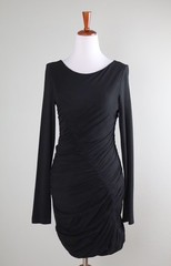 RAG & BONE New York NWT $395 Leo Solid Black Soft Stretch Shirred Dress Size 6