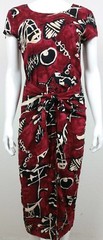 VTG All That Jazz Womens Dress Sz 11/12 Red White Black Short Sleeve 100% Rayon