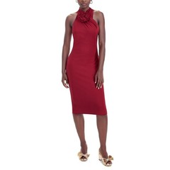 Rachel Roy Harland Dress Womens Medium Cabernet Rose Halter Sheath Sleeveless