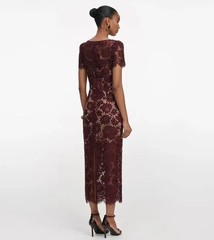 Self-Portrait Women&rsquo;s V-neck Short sleeves Lace dress Fishtail Dresses