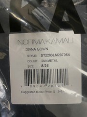 $245 Norma Kamali Women&rsquo;s Gray Diana One-Shoulder Asymmetric Gown Dress SZ S/36