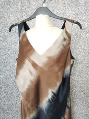 22, Ann Harvey, Brown, Black, Grey Tie Dye Print Sleeveless Long Dress, Slip On