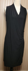 Norma Kamali Sleeveless Draped Ruched Faux Wrap Dress Black Size L