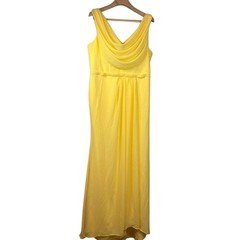 Stacees Sheath Dress Women&rsquo;s SIZE 16 Yellow Solid Draped Neck Maxi Sleeveless