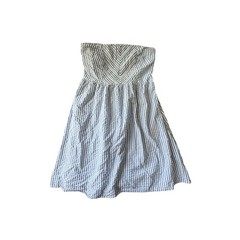 Old Navy Womens Blue White Striped Seersucker Strapless Smocked Dress Size 14