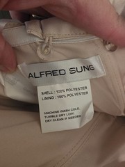 Alfred Sung D876 Strapless Satin Column Gown Removable Watteau Train Flawed