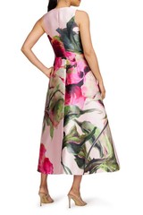 NEW, Kay Unger Regina Floral Midi Dress in Pink Sz 12 #MD1934