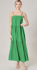 Sugarlips Green Trapeze Maxi Long Dress Women&rsquo;s Small Cotton Pockets