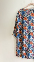 Seasalt Sol Blaze Dress Size 12 100% Linen Tunic Grey Floral Cottagecore Costal