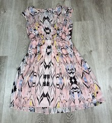 J. Crew Dress Womens Size 2 Marble Print Pink 100% Silk Chiffon Lined