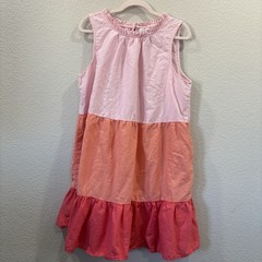 St Johns Bay XL Linen Cotton Tiered Dress Pink Coral Colorblock Sleeveless
