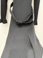Self-Portrait Side split Flip collar Flared sleeves Knitted dress Belt