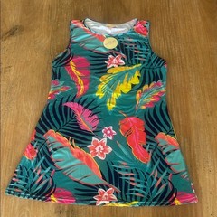 Tropical Print Sleeveless A-Line Dress Floral Summer Sundress Women&rsquo;s S/M