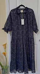 DX Collection Italy Black Midi M Eyelet Lace Lined Puffy Sleeves Whimsigoth Vaca