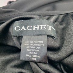 Cachet Y2K Black Handkerchief Hem Dress Crochet Details Womens 12 Goth Fairy