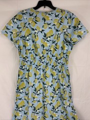 French Connection Large Lemon Print Short Sleeve Maxi Dress Blue 100% Cotton