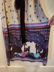 Solitaire Dress Womens Large Purple Velvet Sleeves Crochet Trim Boho Print Midi