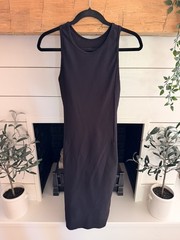 Lululemon Brunch and Back Ribbed Midi Black Dress Sz 6 Women’s Sweat Wicking