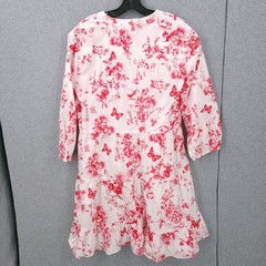 Sam & Jess Babydoll Printed Split Neck Pink Poppy Floral Dress Womens Size L NWT