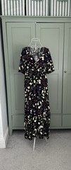 Size 10 Nobody&rsquo;s Child fruit print clementine mock wrap tiered midi dress – NEW