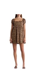 Abound Leopard Print Babydoll Cotton Mini Dress. Sz XS. NWT!