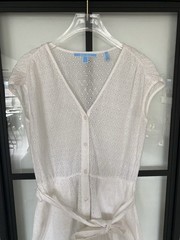 Draper James White Eyelet Button Front Bow A-Line Midi Dress M