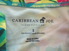 CARIBBEAN JOE Multi Color Tropical Flower Print Sleeveless Split Neck Dress Sz S
