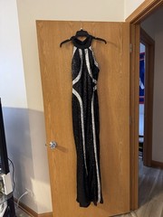 Faviana Black And Silver Sequence Prom Dress Size 8