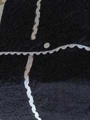 Black Button-Front House Dress with White Trim