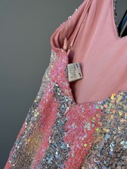 Selfie Leslie Take Note Cami Strap Sequin Mini Dress in Peach and Silver