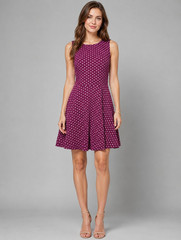 LASCANA Women’s Mauve Sleeveless Pleated Fit & Flare Mini Dress Size 10