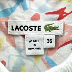Lacoste Polo Dress Womens Small FR 36 White Multi High Heel Shoe Print Midi Croc