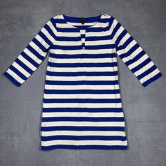 J Crew Dress Women&rsquo;s Extra Small Blue Cream Striped 3/4 Sleeve Cotton Nautical