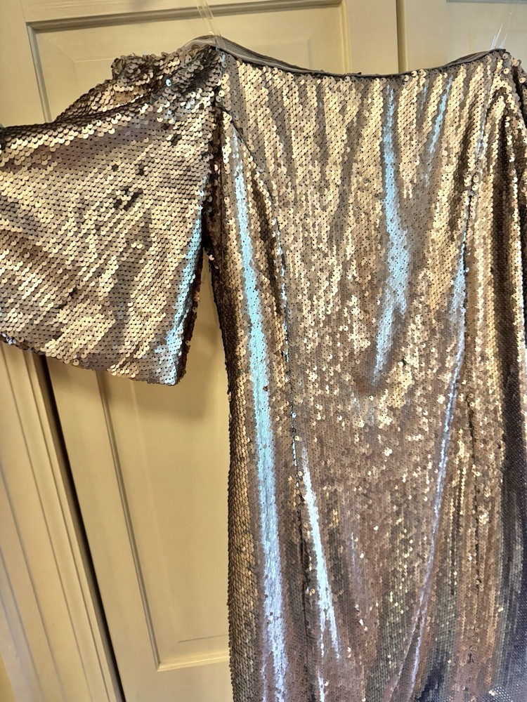 Do + Be Large NWT Silver Pewter Sequin Stretchy Dress MSRP $79+ Party Holiday
