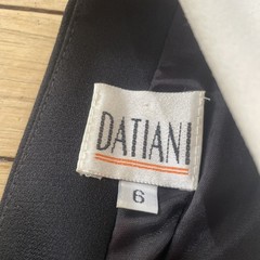 Vintage Datiani Open Back Midi Dress Button Pencil Sz 6 Black Cream Money Rare