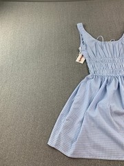 Sim & Sam Coquette Cottage Gingham Sundress Womens XS Blue Smocked Bodice