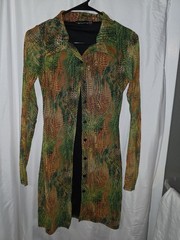 PrettyLittleThing Multi Snake Print Mesh Button Down Shirt Dress Size 6