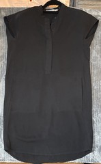 Andrew Marc Tunic Dress Cap Sleeve Black w/ Pockets Minimalist Small 2 Dry Clean